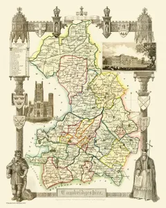 Prints of This is a fine decorative reproduction County Map of Cambridgeshire from the First Edition series of Thomas Moule Maps, originally Published in 1836 Cambridgeshire Prints: Decorative Print of Cambridgeshire County Map 1836