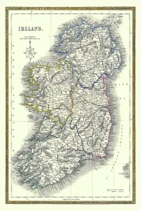 Prints of This is a finely detailed map of Ireland remastered from a rare Atlas of the World published in 1852 by Henry George Collins Map Prints: 1852 Ireland Map Print