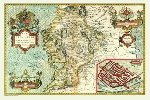 Prints of A facimile of John Speeds historical map of the Province of Connacht originally published for the Theatre of the Empire of Great Britain, an atlas to accompany a history of Great Britain Map Prints: 1611 Facsimile Print of Connacht Province Map