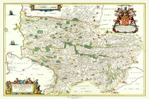 Scotland Prints: Old County Map of Kyle and Mid Ayrshire 1654 Print