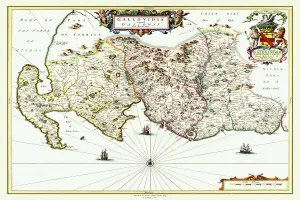 Scotland Prints: 1654 Johan Blaeu Print of Old Map Galloway Scotland