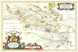 Scotland Prints: Print of Teviotdale Scotland 1654 from Atlas Novus