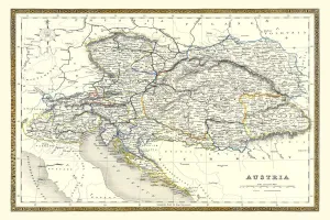 Prints of This is a finely detailed map of Austria remastered from a rare Atlas of the World published in 1852 by Henry George Collins Map Prints: 1852 Austria Map Print