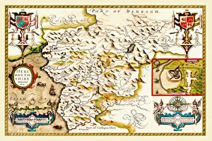 Old County Map of Merionethshire 1611 by John Speed Old County Map of Merionethshire 1611 by John Speed