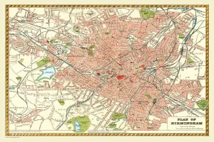 Old Map of Birmingham 1893 from the Comprehensive Gazetteer Atlas of England and Wales Old Map of Birmingham 1893 from the Comprehensive Gazetteer Atlas of England and Wales