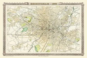 Old Map of Birmingham 1898 from the Royal Atlas by Bartholomew Old Map of Birmingham 1898 from the Royal Atlas by Bartholomew