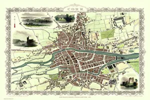 Old Map of Cork Ireland 1851 by John Tallis Old Map of Cork Ireland 1851 by John Tallis