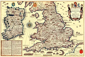 Old Map of The Invasions of England and Ireland by John Speed Old Map of The Invasions of England and Ireland by John Speed