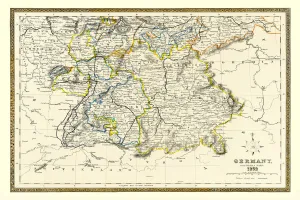 Old Map of Southern Germany 1852 by Henry George Collins Old Map of Southern Germany 1852 by Henry George Collins