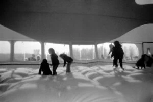 Images Dated 14th February 1975: 100 Foot Balloon: Children leap about inside the Whale Balloon