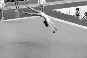 The 1976 Summer Olympics in Montreal, Canada. Pictured, a member of Romania' The 1976 Summer Olympics in Montreal, Canada. Pictured, a member of Romania'