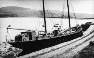 The 75 foot ketch Garlandstone moored at Barmouth, Gwynedd, Wales. 6th May 1971 The 75 foot ketch Garlandstone moored at Barmouth, Gwynedd, Wales. 6th May 1971