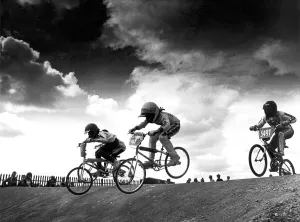 The under 9 girls go through their paces as another heat of the UK BMX Grand Prix at The under 9 girls go through their paces as another heat of the UK BMX Grand Prix at