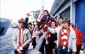 Aberdeen manager Alex Ferguson with members of his team hold the European Cup Winners Cup Aberdeen manager Alex Ferguson with members of his team hold the European Cup Winners Cup