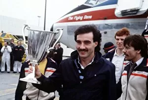 Images Dated 12th May 1983: Aberdeen team captain Willie Miller with the European Cup Winners Cup trophy after their