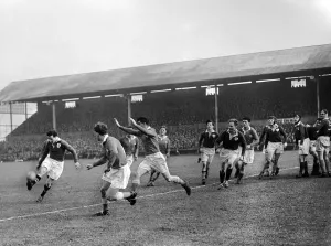 Action from the 1953 Five Nations Match between Wales and Ireland at the St Helens Ground Action from the 1953 Five Nations Match between Wales and Ireland at the St Helens Ground