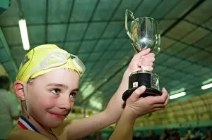 Images Dated 16th November 1997: Action at the Guisborough Swimming Club Gala - Winner Christopher Wilkinson showing off