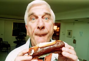 Actor Leslie Nielsen in London to promote the Naked Gun Video Actor Leslie Nielsen in London to promote the Naked Gun Video