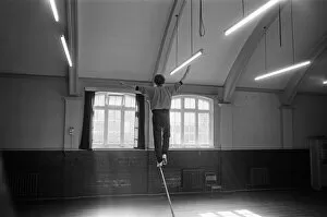 Images Dated 8th April 1981: Actor Michael Crawford works out on the high wire. 8th April 1981