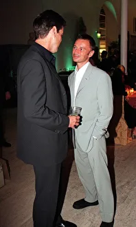 Actor Pierce Brosnan August 1999 with Robert Carlyle at the premiere party in Actor Pierce Brosnan August 1999 with Robert Carlyle at the premiere party in