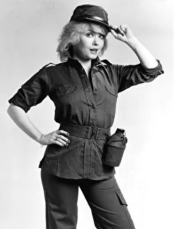 Actress Deborah Watling 1979 Dressed as soldier for television programme Danger UXB Actress Deborah Watling 1979 Dressed as soldier for television programme Danger UXB