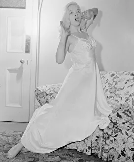 Actress Diana Dors actress wearing a silk style nightdress in the film ' Actress Diana Dors actress wearing a silk style nightdress in the film '