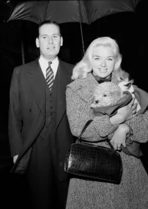 Actress Diana Dors holding her pets as she arrives at court on assault charges Actress Diana Dors holding her pets as she arrives at court on assault charges