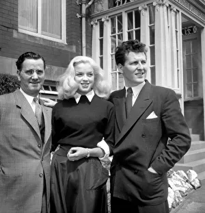 Actress Diana Dors with her husband Dennis Gittins (right) and Mr. J Actress Diana Dors with her husband Dennis Gittins (right) and Mr. J