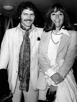 Images Dated 16th July 1973: Actress Diana Rigg at Heathrow airport with her husband Menachem Gueffen as they prepare