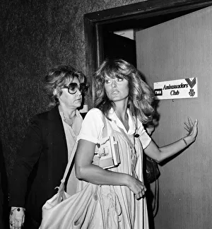 US actress Farrah Fawcett Majors enters TWA Ambassador Club at London Heathrow Airport US actress Farrah Fawcett Majors enters TWA Ambassador Club at London Heathrow Airport