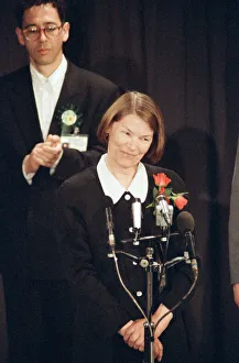 Actress Glenda Jackson celebrates after winning the North London constituency of Actress Glenda Jackson celebrates after winning the North London constituency of