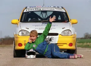 Actress Glenda McKay March 1998 With her Vauxhall Corsa rally sports car Actress Glenda McKay March 1998 With her Vauxhall Corsa rally sports car