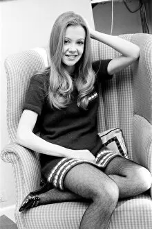 Images Dated 6th February 1970: Actress Hayley Mills at her Chelsea home. A portrait of her by Roy Boulting hangs