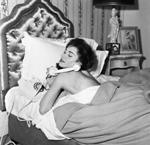 Actress Jackie Lane lying in bed naked talking on the telephone March 1959 Actress Jackie Lane lying in bed naked talking on the telephone March 1959