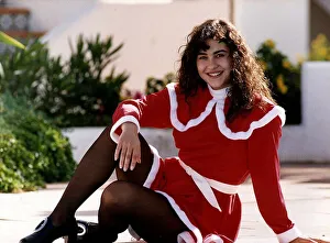 Actress Sandra Sandri by the pool wearing Santa outfit on the set of filming Eldorado for Actress Sandra Sandri by the pool wearing Santa outfit on the set of filming Eldorado for