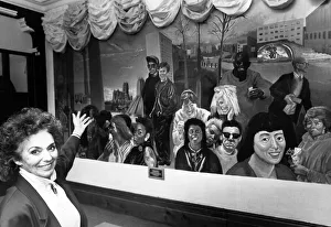 Actress Sue Johnston at the Myrtle Street City College to unveil a large mural in Actress Sue Johnston at the Myrtle Street City College to unveil a large mural in