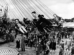 The aerial chair ride at the Hoppings fair, held on the Town Moor in Newcastle upon Tyne The aerial chair ride at the Hoppings fair, held on the Town Moor in Newcastle upon Tyne