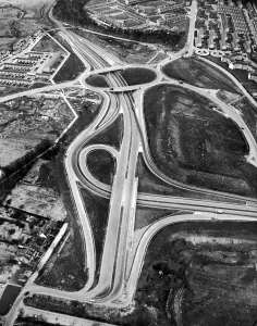 Aerial view of Flyover, Cumbernauld, North Lanarkshire, Scotland, 22nd December 1965 Aerial view of Flyover, Cumbernauld, North Lanarkshire, Scotland, 22nd December 1965