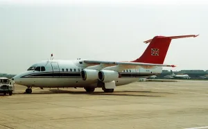Aircraft BAe 146 CC1 of the Queens Flight May 1998 RAF 32 Sqd at Heathrow Airport Aircraft BAe 146 CC1 of the Queens Flight May 1998 RAF 32 Sqd at Heathrow Airport