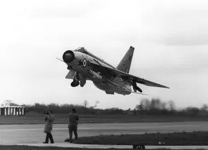 Aircraft English Electric Lightning F3 of RAF 111 Sqd April 1964 taking off Aircraft English Electric Lightning F3 of RAF 111 Sqd April 1964 taking off