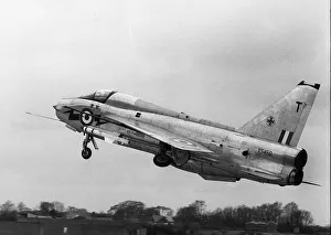 Aircraft English Electric Lightning T5 of RAF 111 Sqd April 1964 taking off with Aircraft English Electric Lightning T5 of RAF 111 Sqd April 1964 taking off with