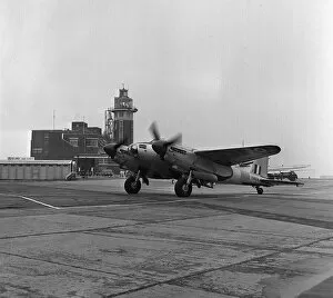 Aircraft De Havilland DH98 Mosquito TA634 arrives at Liverpool Airport flown by Flying
