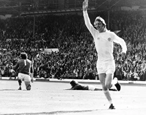Alan Clarke celebrates scoring the winning goal August 1974 with his arm raised Alan Clarke celebrates scoring the winning goal August 1974 with his arm raised