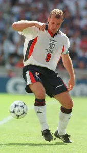 Alan Shearer Newcastle and England footballer June 1998 In action against Tunisia Alan Shearer Newcastle and England footballer June 1998 In action against Tunisia
