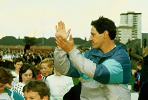 Alan Wells Scottish athlete clapping hanmds February 1990 Alan Wells Scottish athlete clapping hanmds February 1990