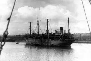 The Albert Edward Dock, North Shields. The African Queen leaves for the dry dock The Albert Edward Dock, North Shields. The African Queen leaves for the dry dock
