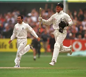 Alec Stewart holding stump at Headingley August 1998 after England had beaten Alec Stewart holding stump at Headingley August 1998 after England had beaten