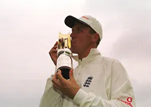 Alec Stewart kisses trophy at Headingley August 1998 after England had beaten South Alec Stewart kisses trophy at Headingley August 1998 after England had beaten South