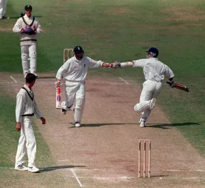 Alec Stewart and Mike Atherton Cricket players July 1998 touch hands during Alec Stewart and Mike Atherton Cricket players July 1998 touch hands during