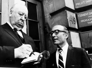 Alfred Hitchcock Film Director signs an autograph during a break from filming in Covent Alfred Hitchcock Film Director signs an autograph during a break from filming in Covent
